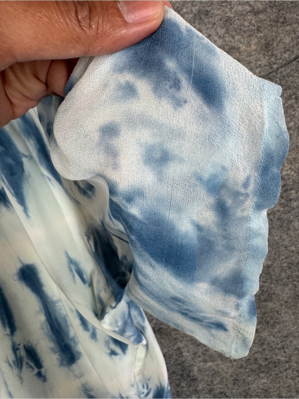 Gypsy 05 Silk Tie Dye Blouse Blue White Medium Boho Resort Top Summer Vacay - Picture 2 of 16